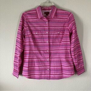 PANHANDLE Pink Pearl Snap Western Shirt Long Sleeve Cowgirl Festival Boho Large